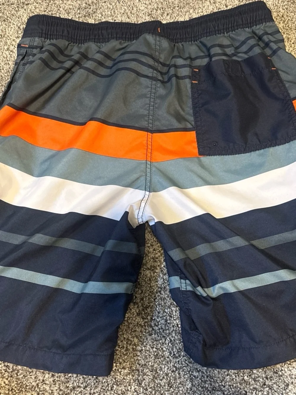 Goodfellow & Co Navy, Orange, White Striped Swim Shorts